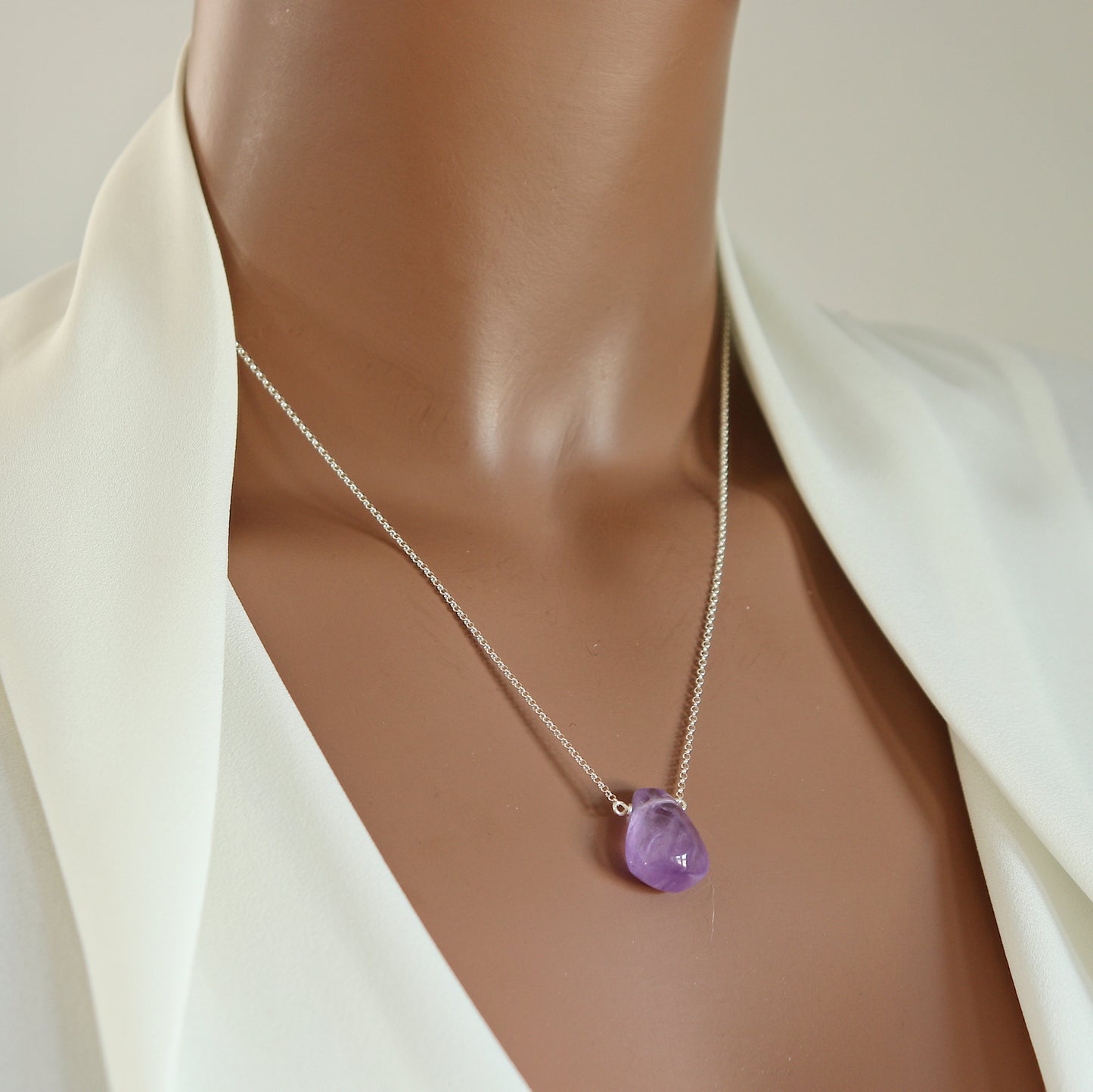 Light Purple Amethyst Teardrop Necklace