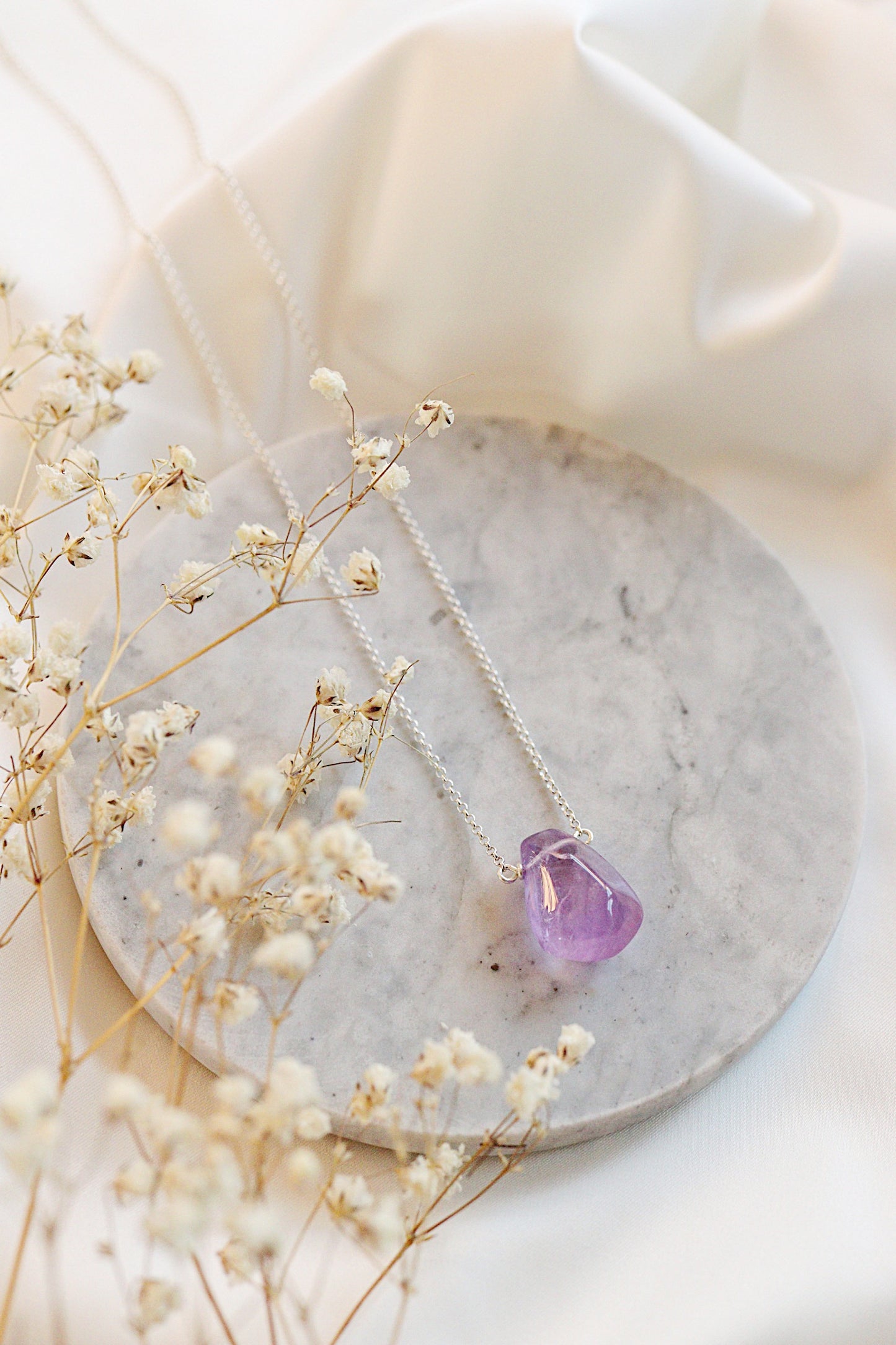 Light Purple Amethyst Teardrop Necklace