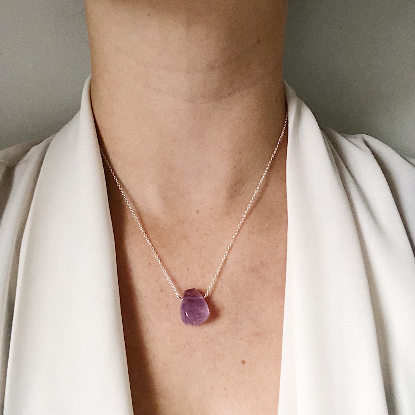 Light Purple Amethyst Teardrop Necklace