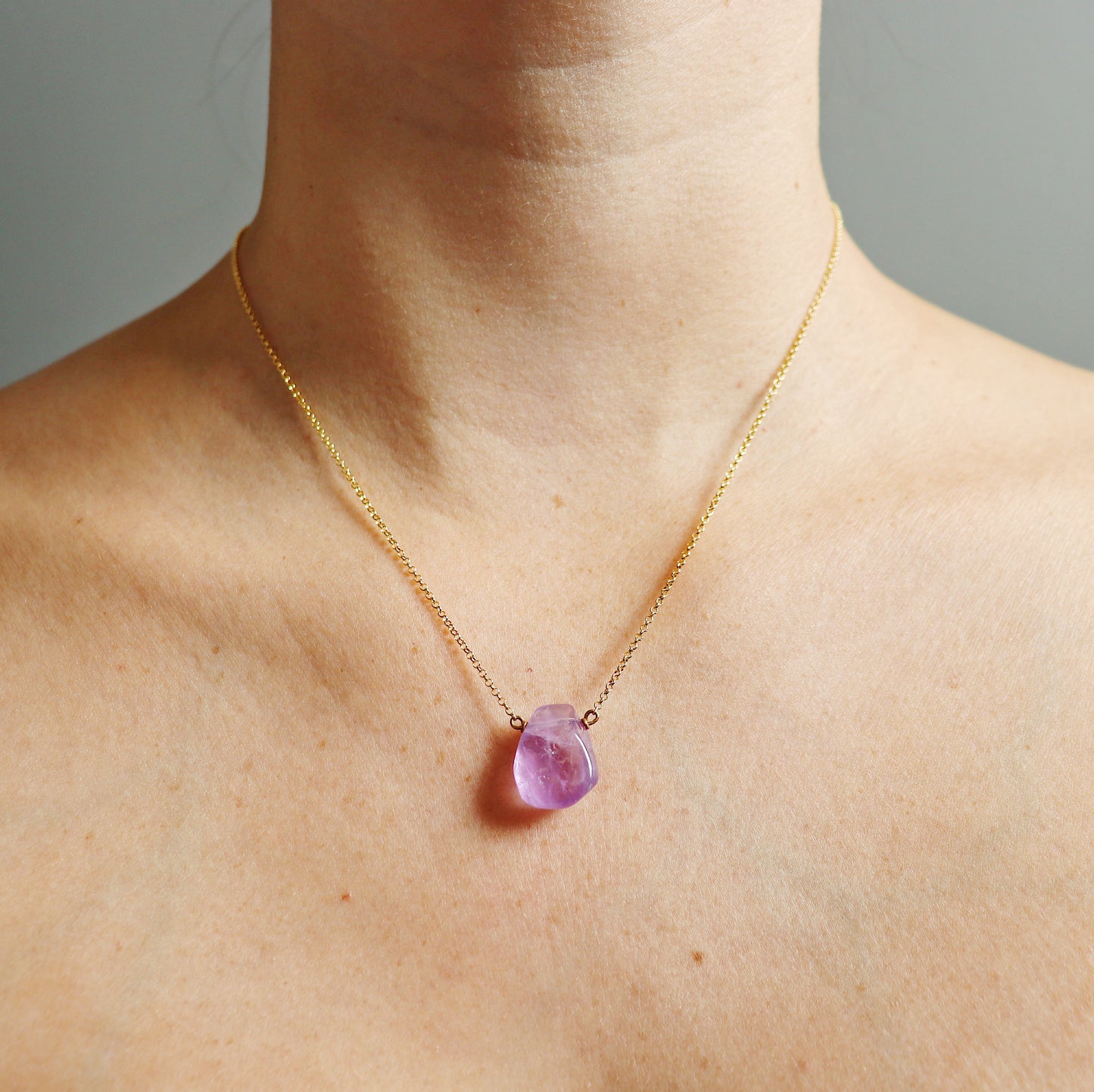 Light Purple Amethyst Teardrop Necklace