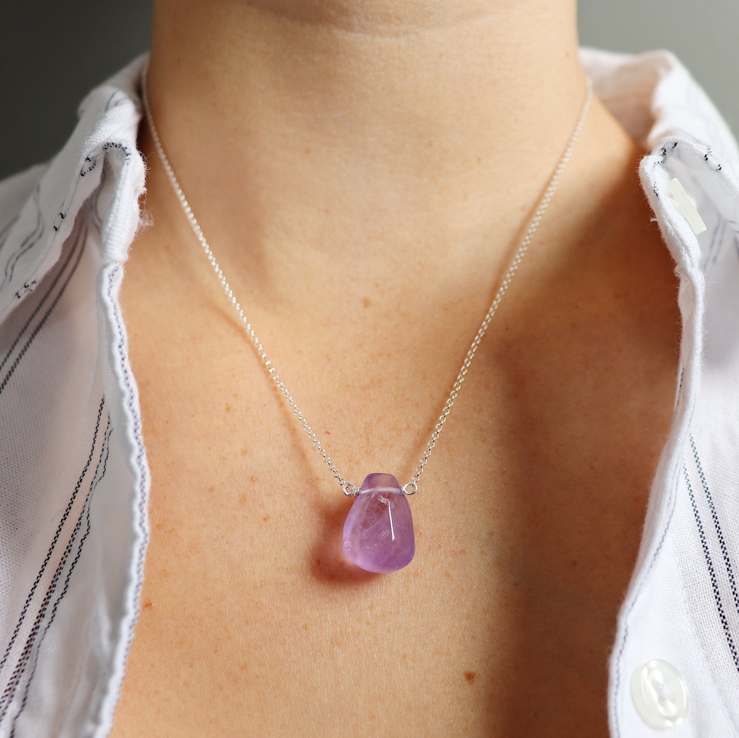 Light Purple Amethyst Teardrop Necklace