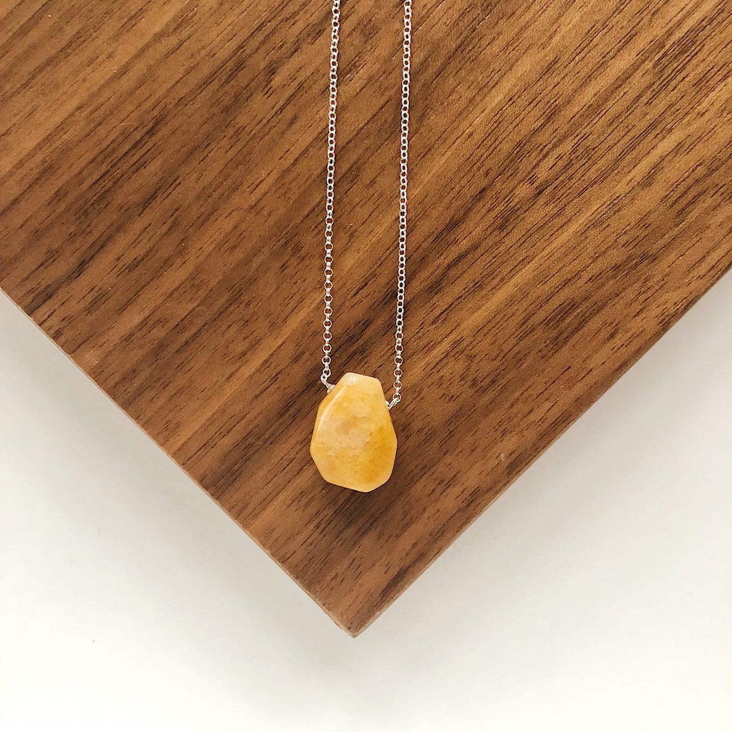 Orange Tan Citrine Teardrop Necklace