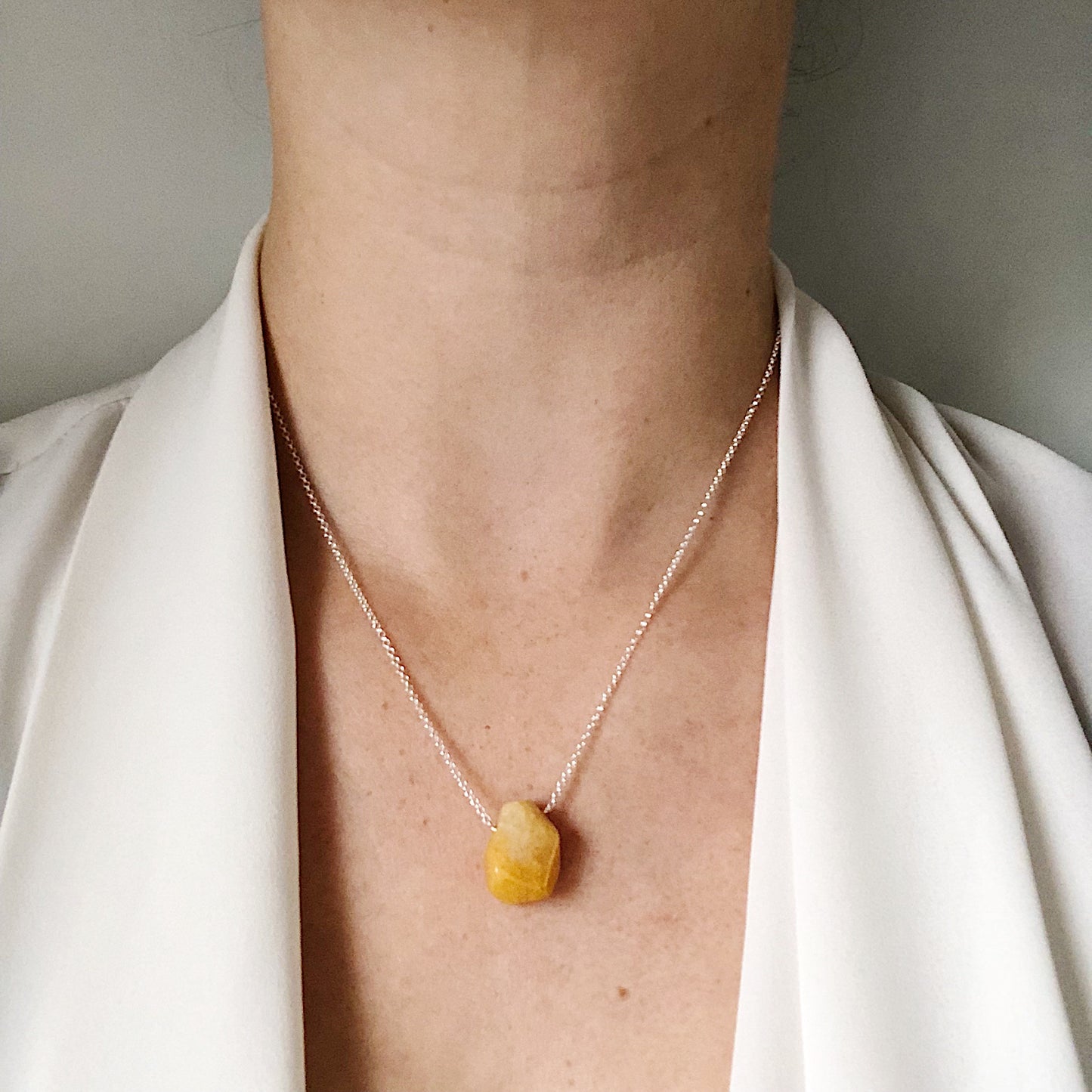 Orange Tan Citrine Teardrop Necklace