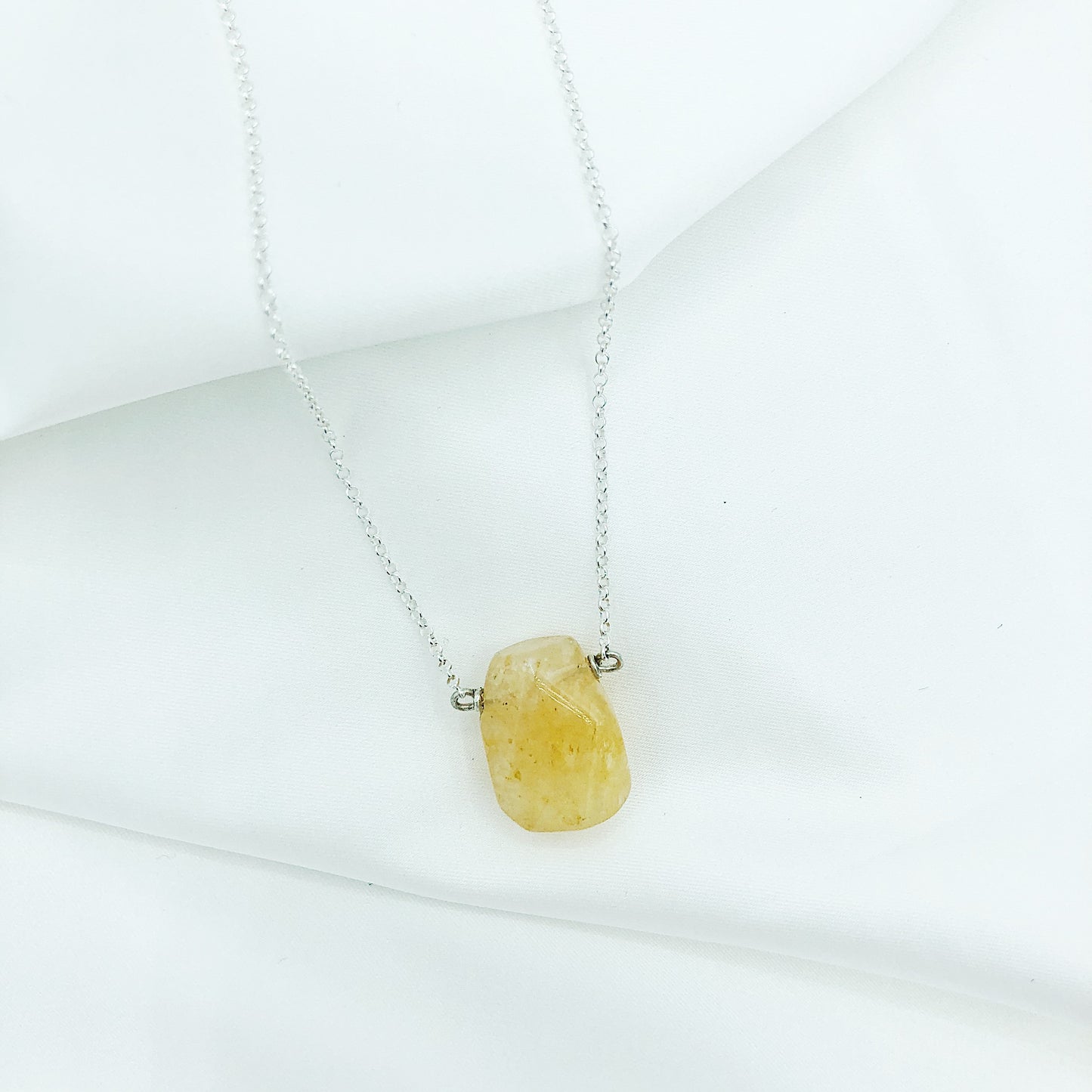 Orange Tan Citrine Teardrop Necklace