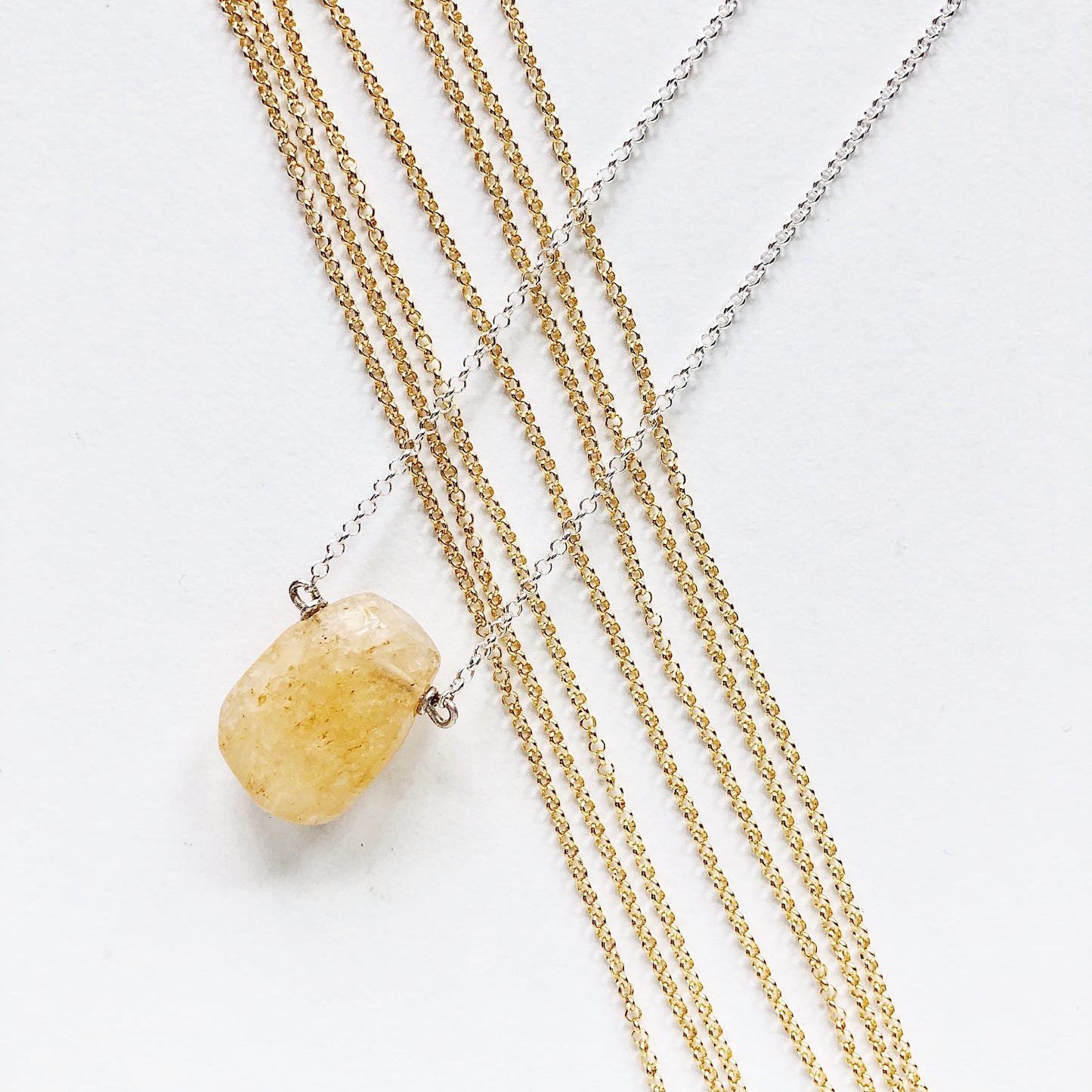 Orange Tan Citrine Teardrop Necklace