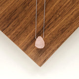 Light Pink Rose Quartz Teardrop Necklace