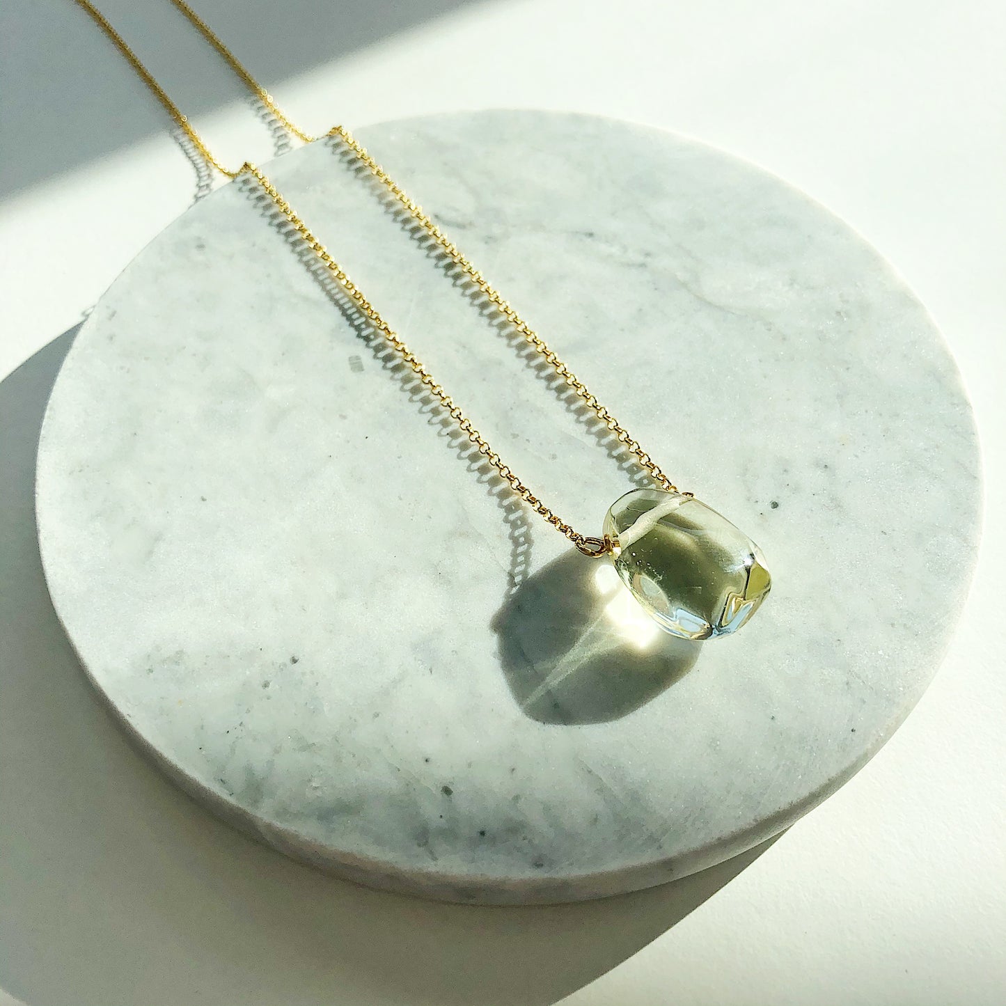 Light Yellow Lemon Topaz Teardrop Necklace