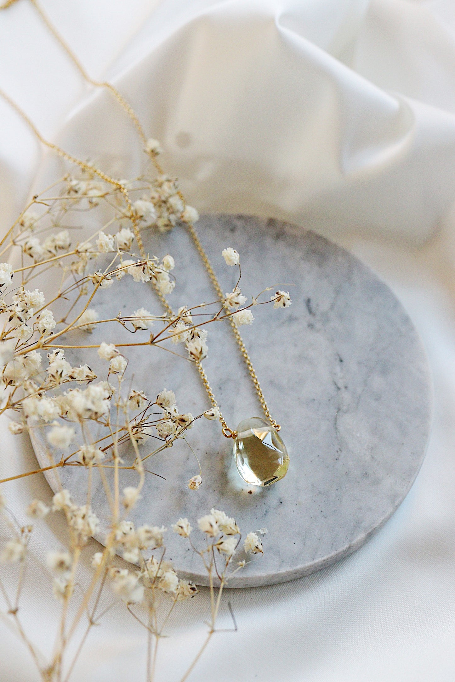 Light Yellow Lemon Topaz Teardrop Necklace