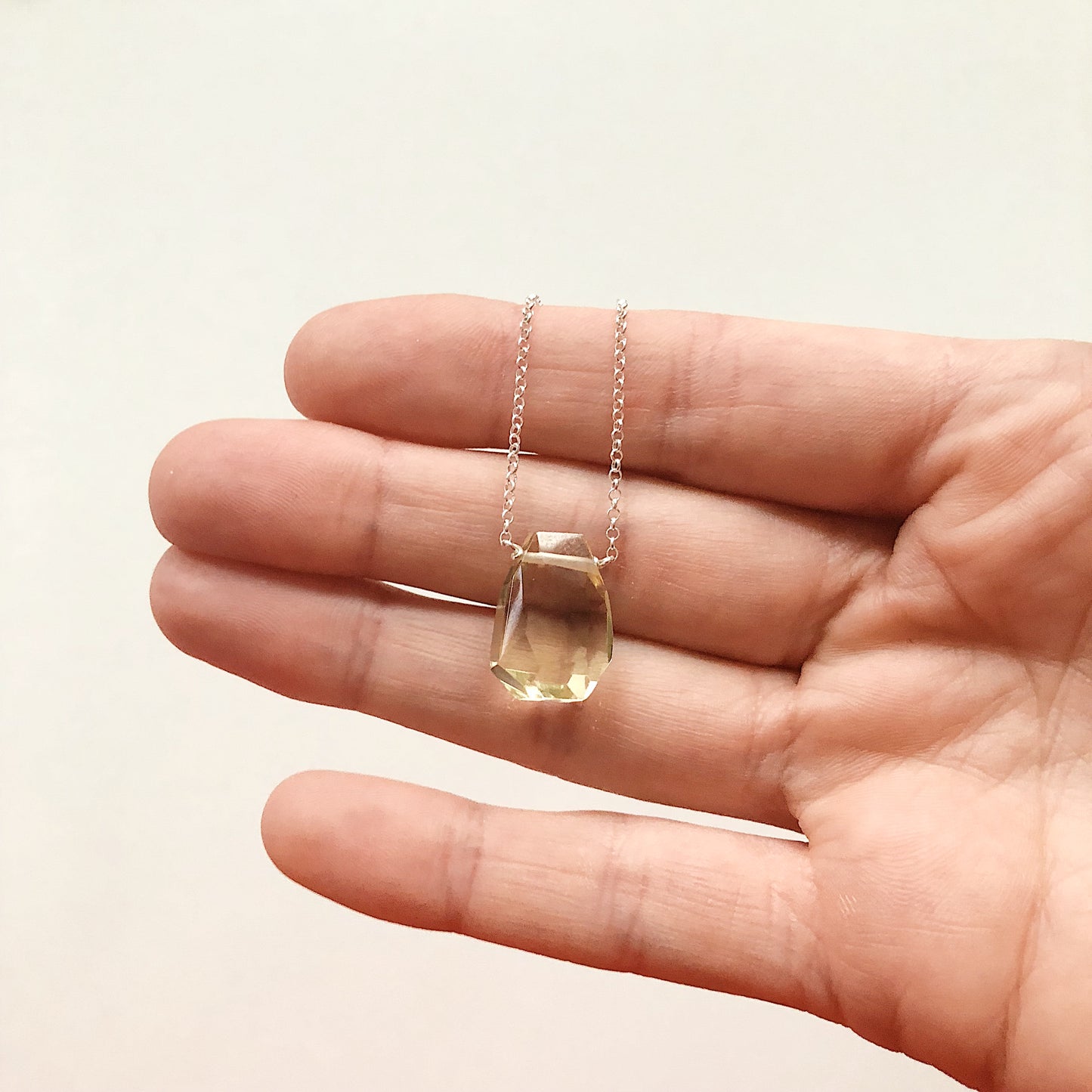 Light Yellow Lemon Topaz Teardrop Necklace