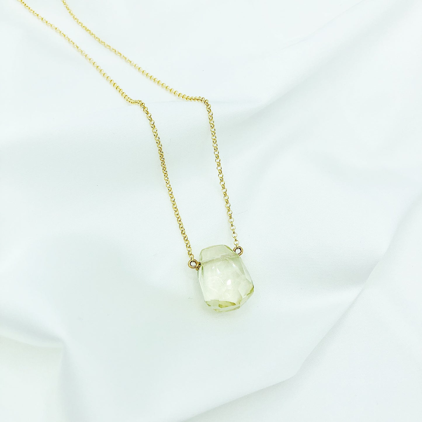 Light Yellow Lemon Topaz Teardrop Necklace