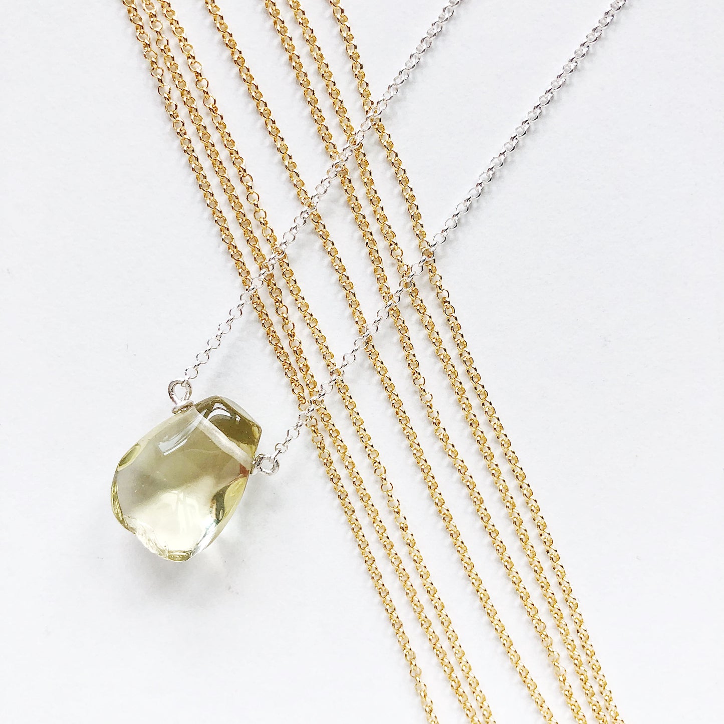 Light Yellow Lemon Topaz Teardrop Necklace