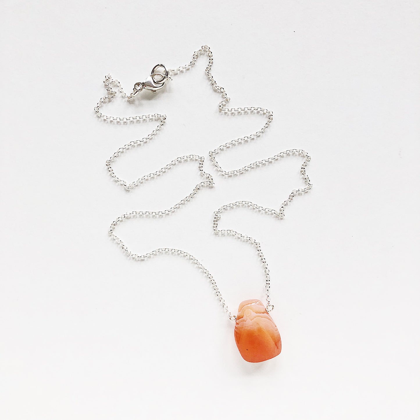 Orange Carnelian Teardrop Necklace