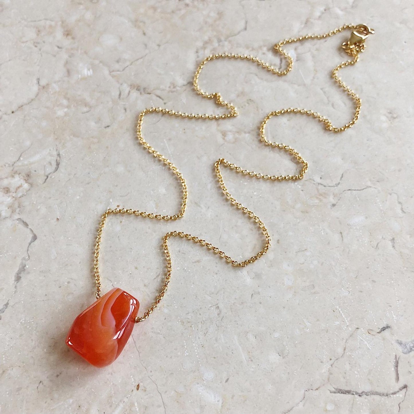 Orange Carnelian Teardrop Necklace