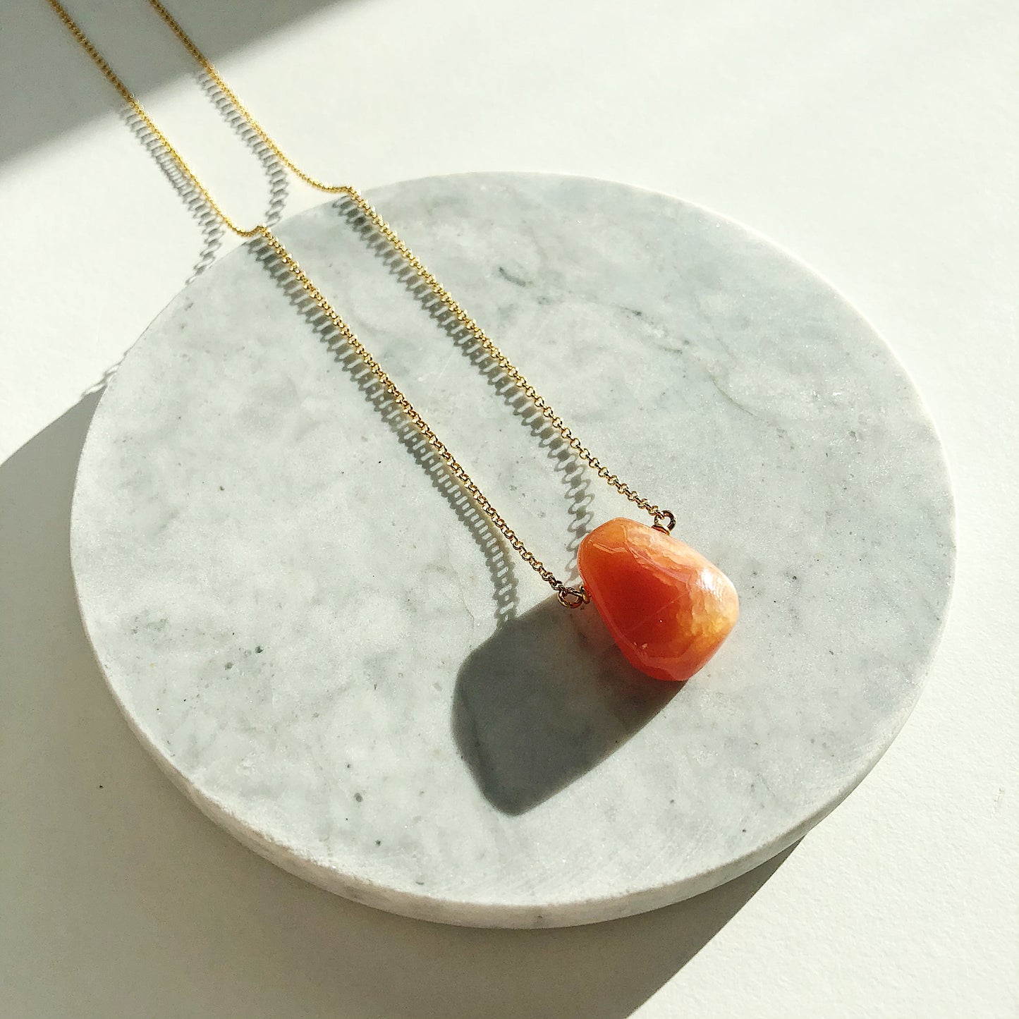 Orange Carnelian Teardrop Necklace