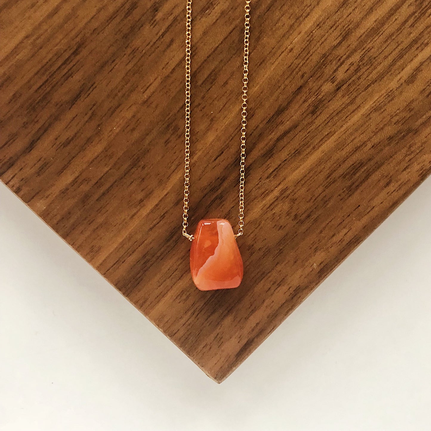 Orange Carnelian Teardrop Necklace