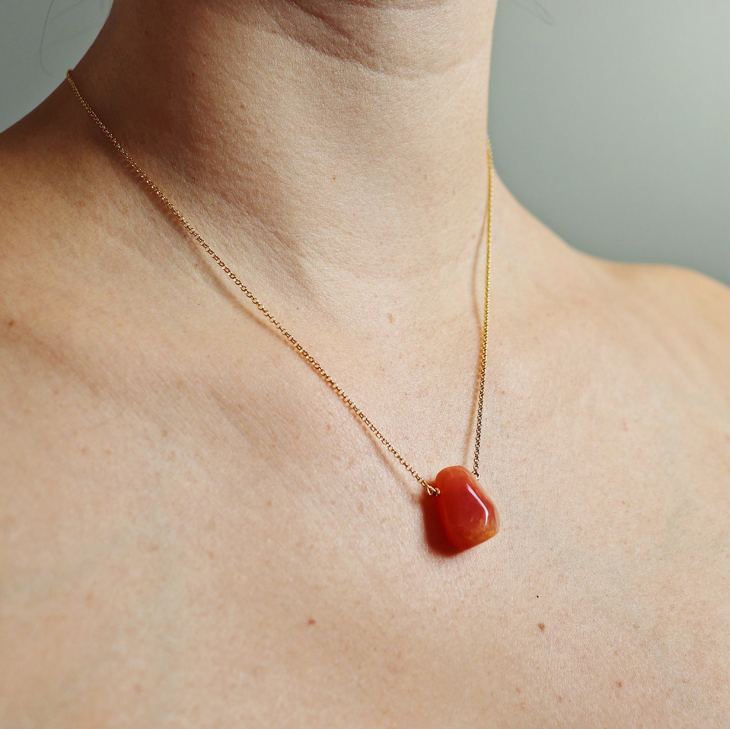 Orange Carnelian Teardrop Necklace