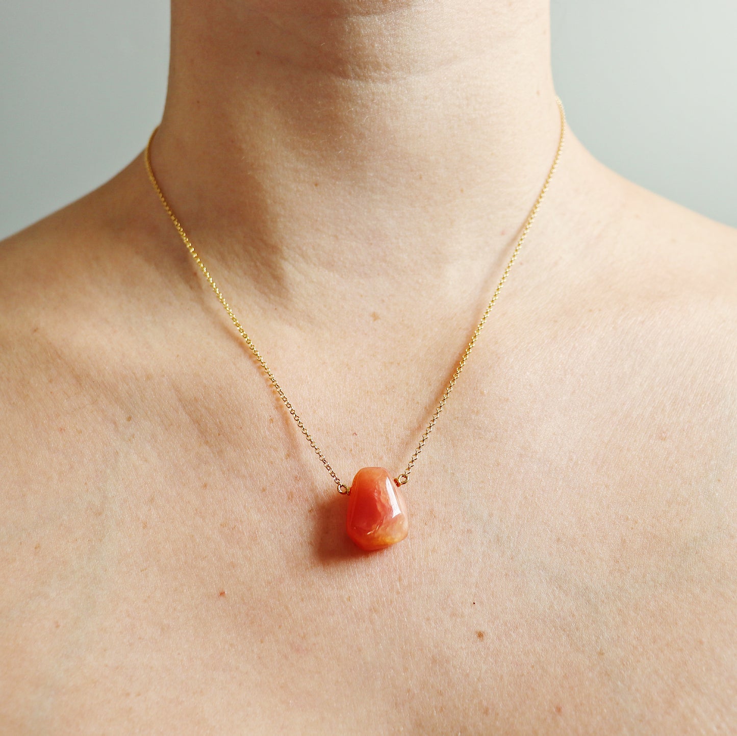 Orange Carnelian Teardrop Necklace