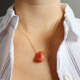 Orange Carnelian Teardrop Necklace