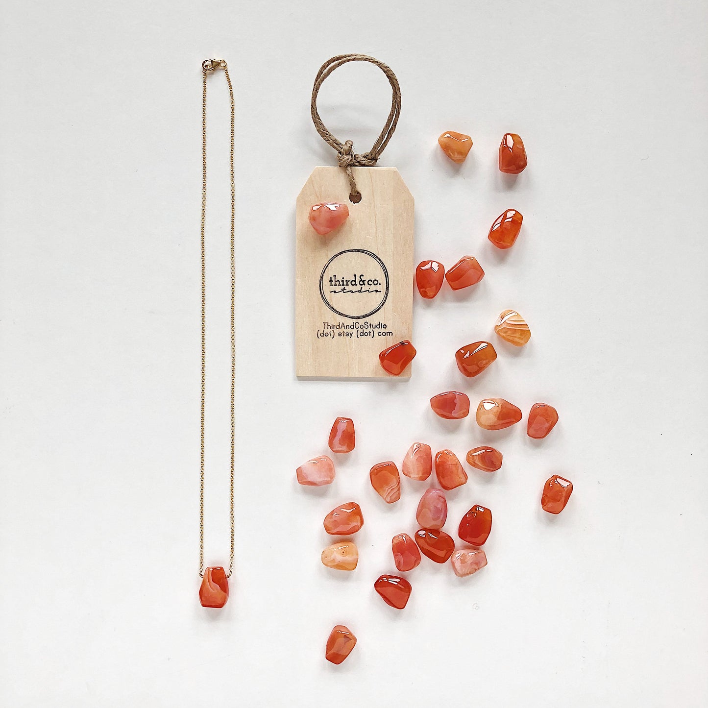 Orange Carnelian Teardrop Necklace