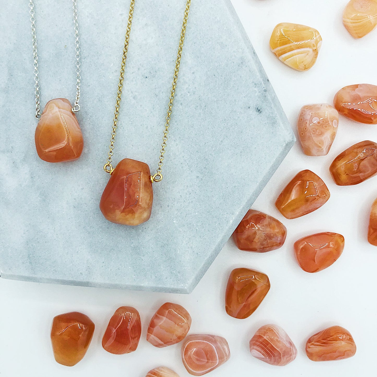 Orange Carnelian Teardrop Necklace