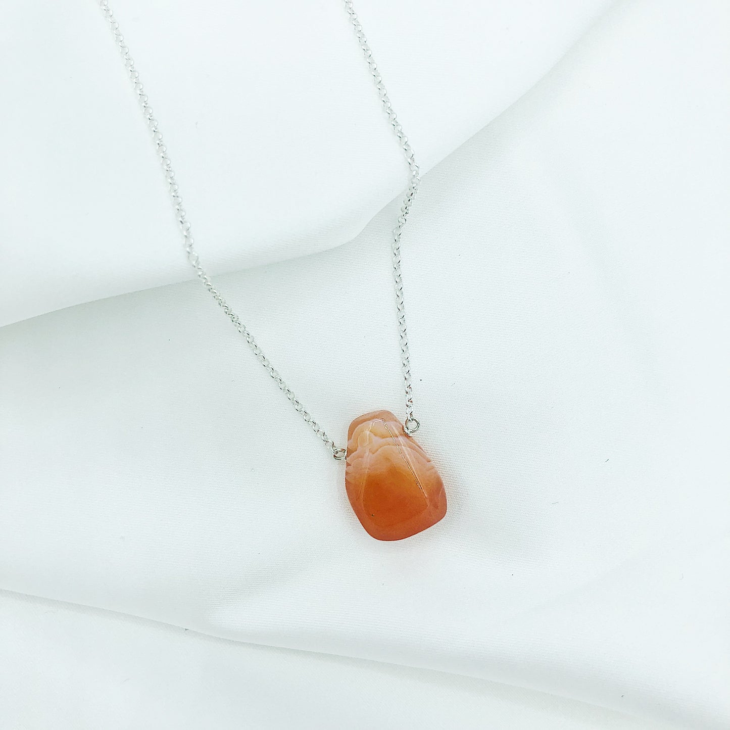 Orange Carnelian Teardrop Necklace