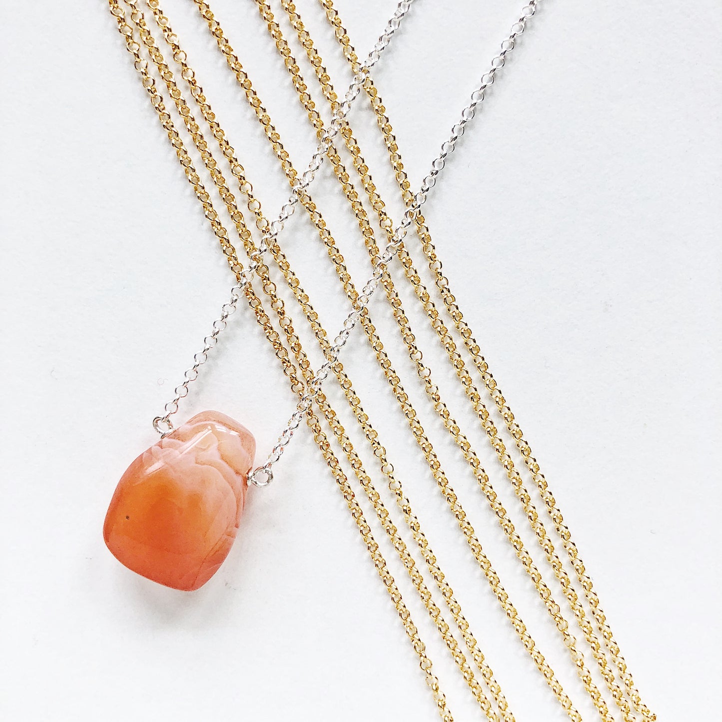 Orange Carnelian Teardrop Necklace