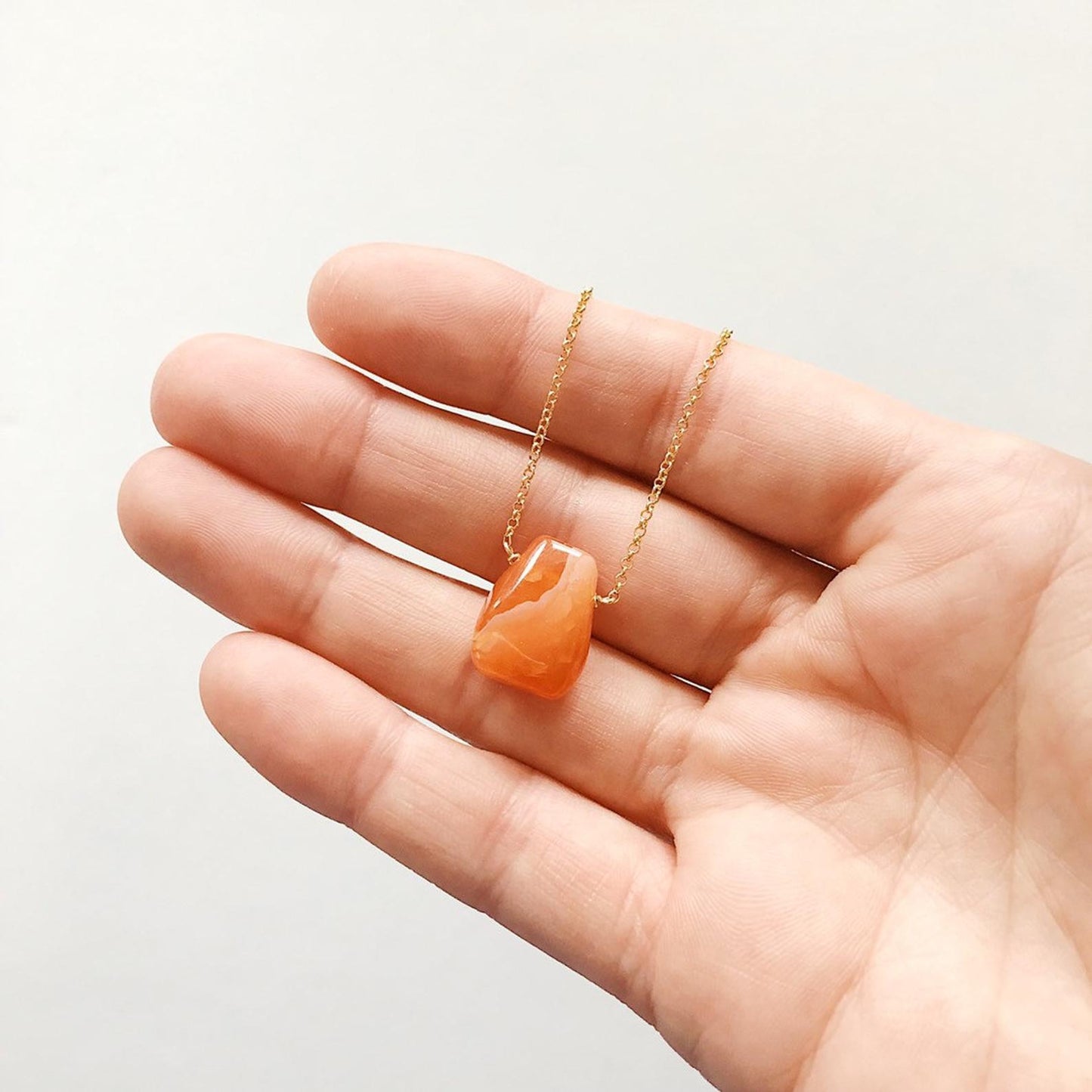 Orange Carnelian Teardrop Necklace