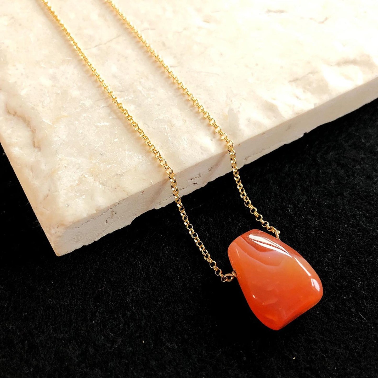 Orange Carnelian Teardrop Necklace