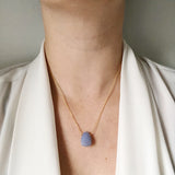 Purple Blue Chalcedony Teardrop Necklace