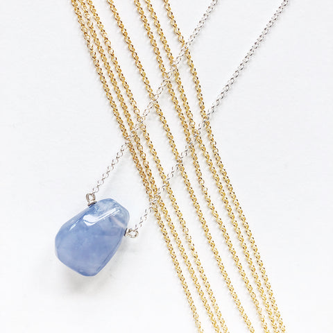 Retro floral Gothic style natural vintage blue chalcedony necklace pendant  - Shop jingyuliangyan45 Necklaces - Pinkoi