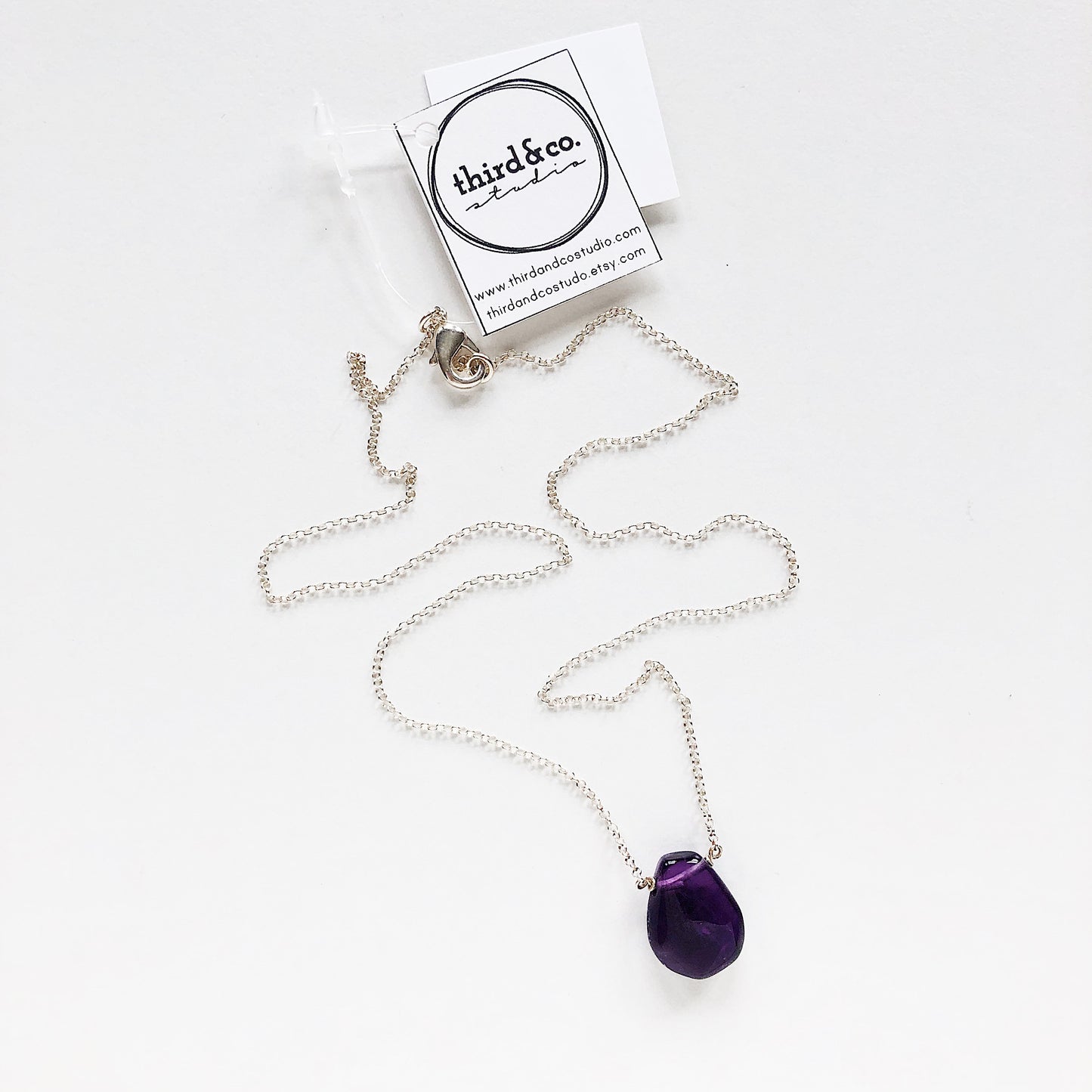 Deep Purple Amethyst Teardrop Necklace