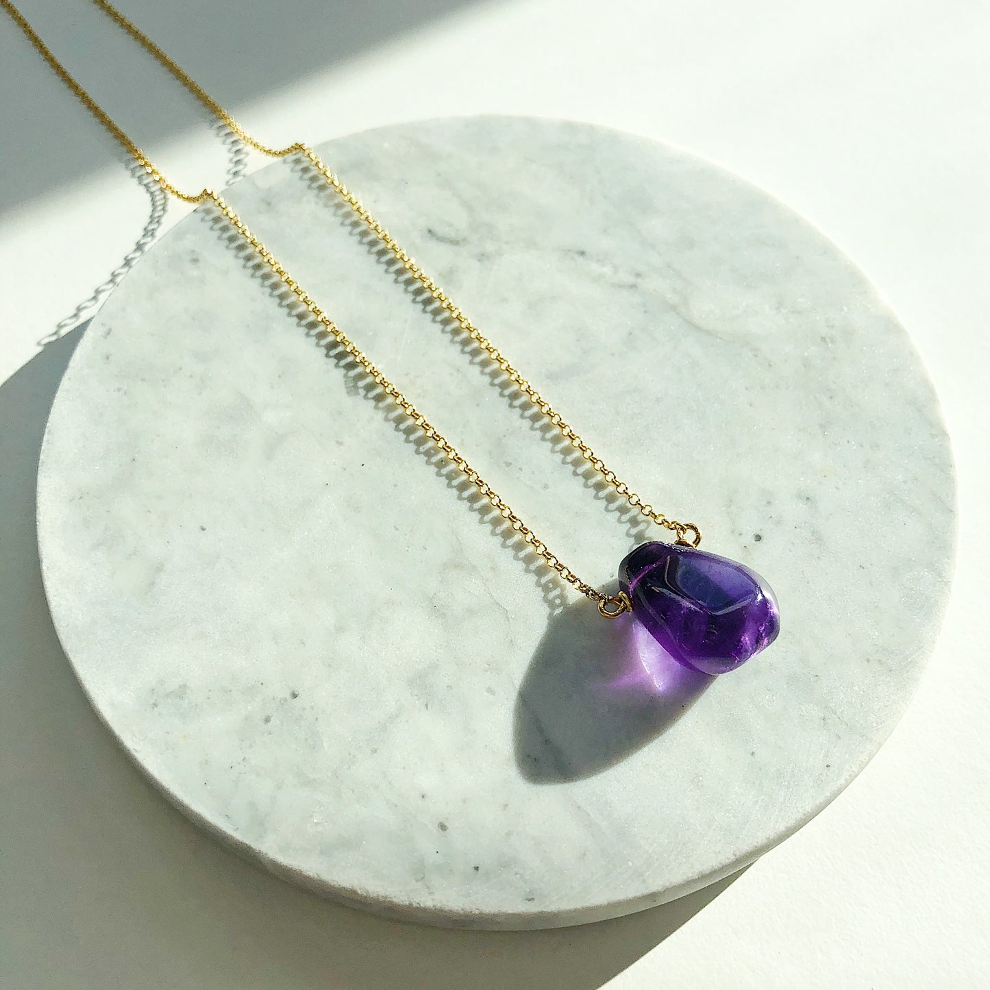 Deep Purple Amethyst Teardrop Necklace