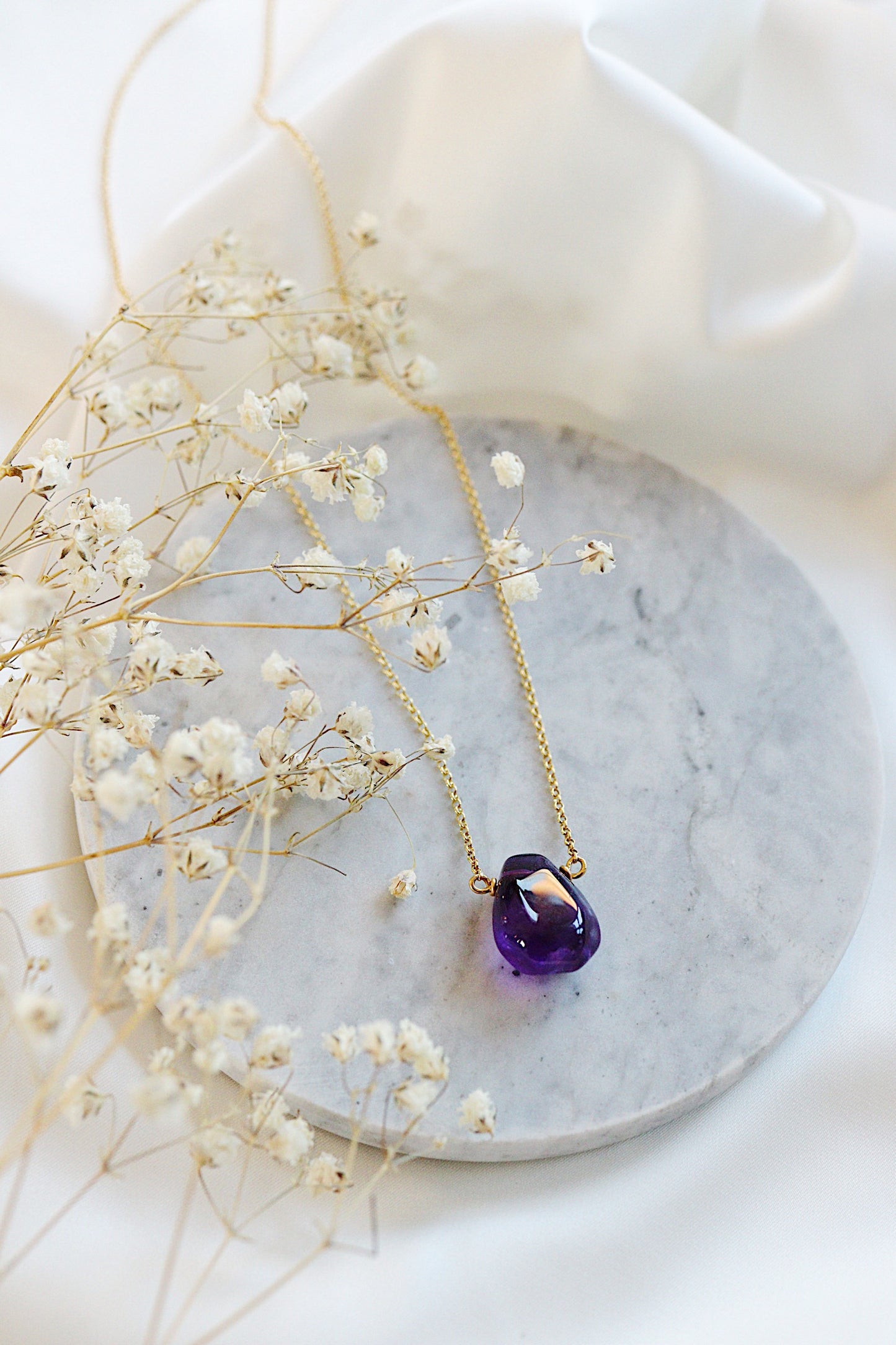 Deep Purple Amethyst Teardrop Necklace