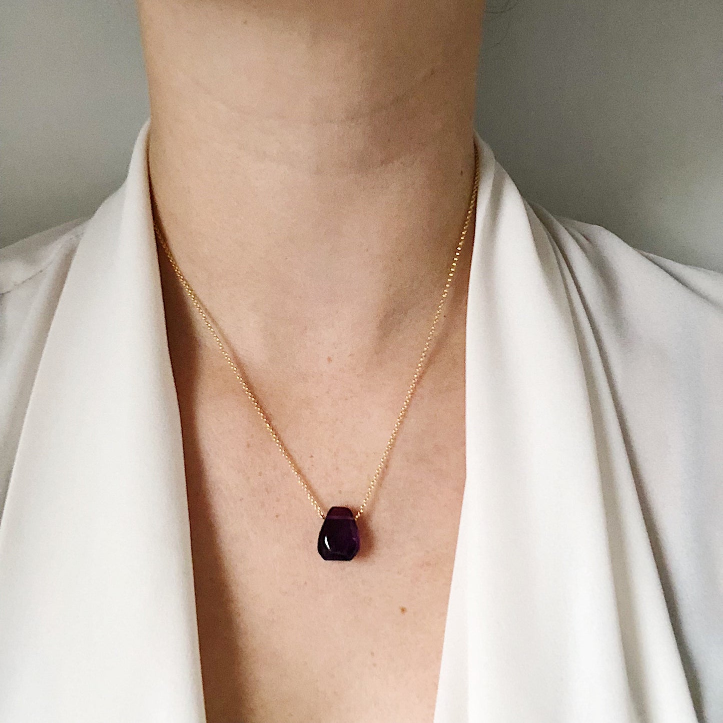 Deep Purple Amethyst Teardrop Necklace