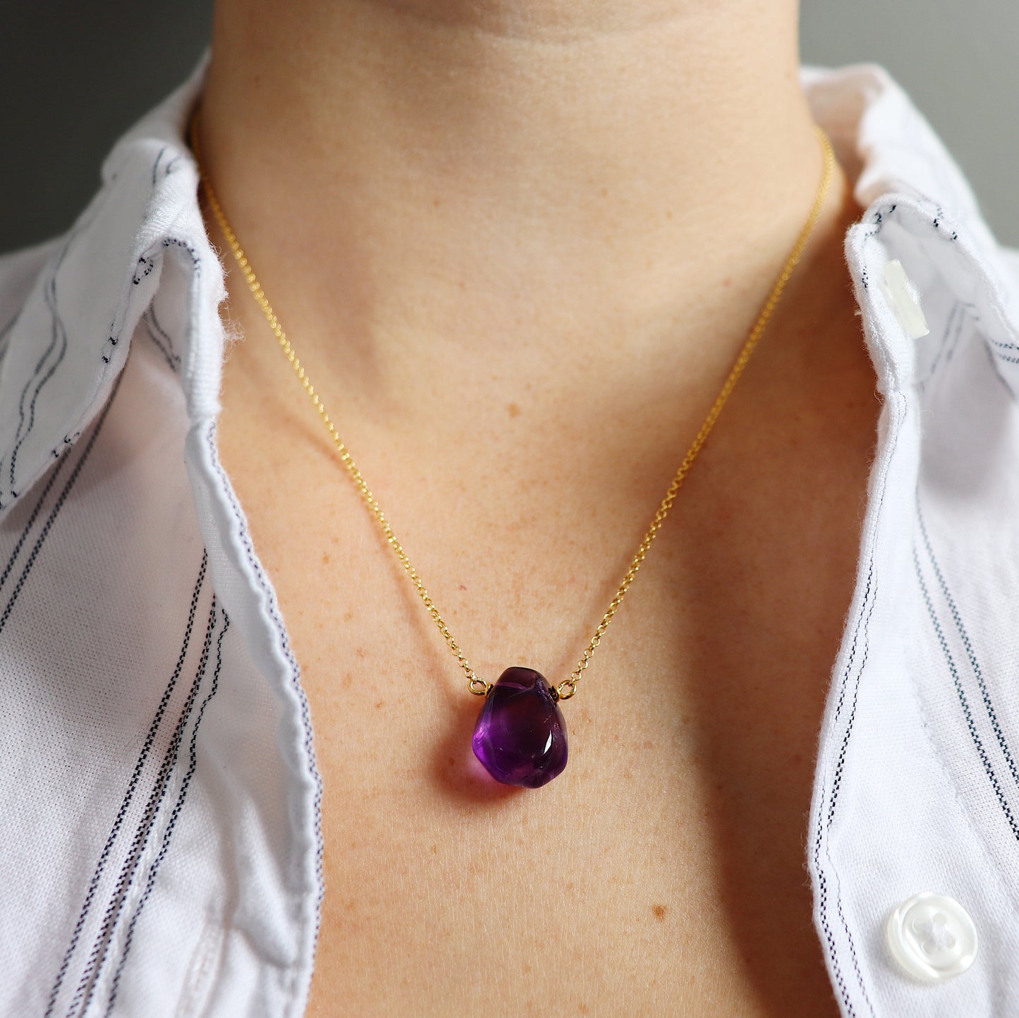 Deep Purple Amethyst Teardrop Necklace