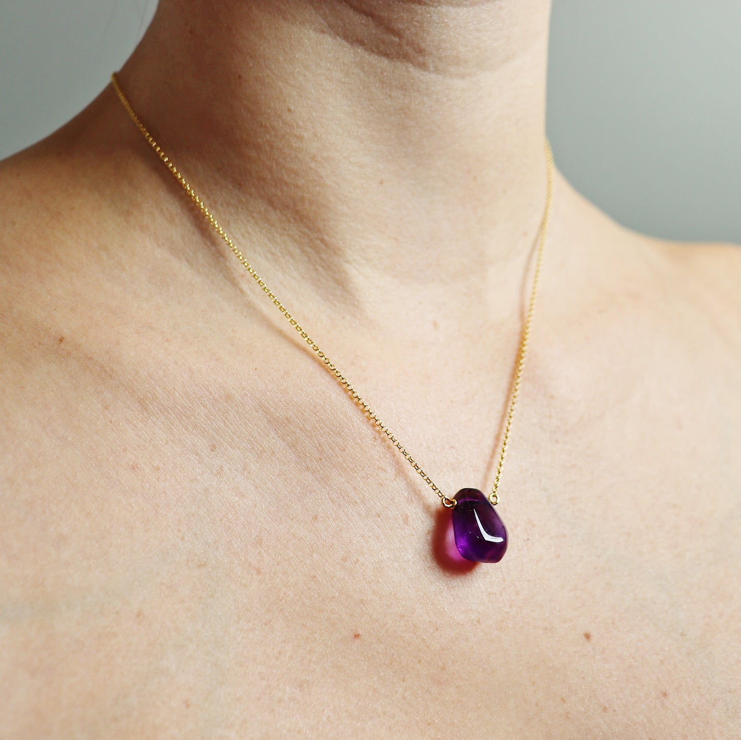 Deep Purple Amethyst Teardrop Necklace