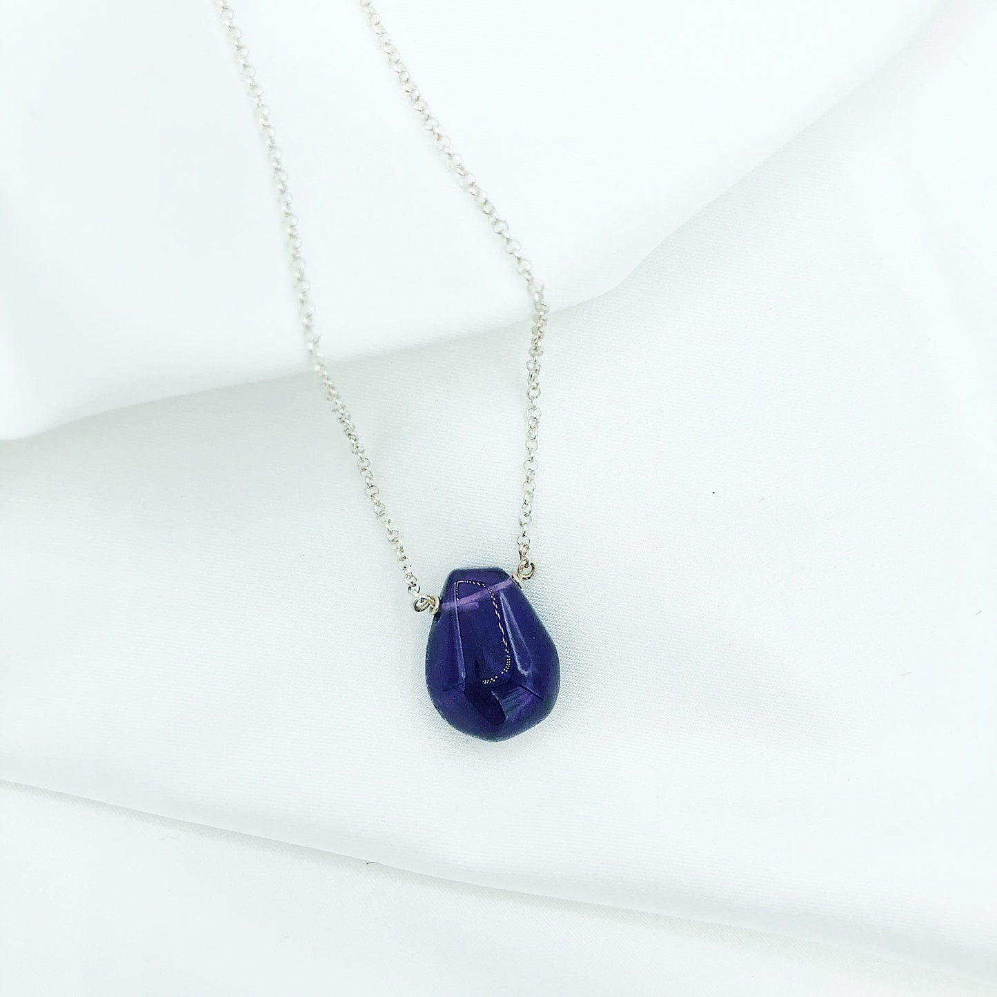 Deep Purple Amethyst Teardrop Necklace