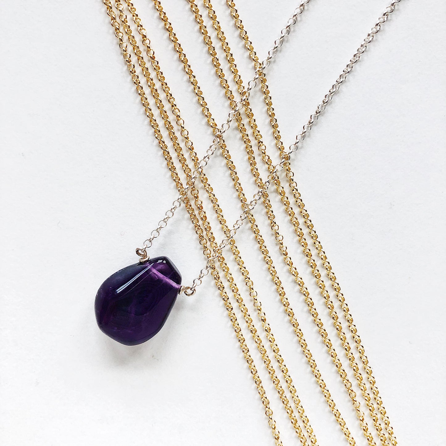 Deep Purple Amethyst Teardrop Necklace