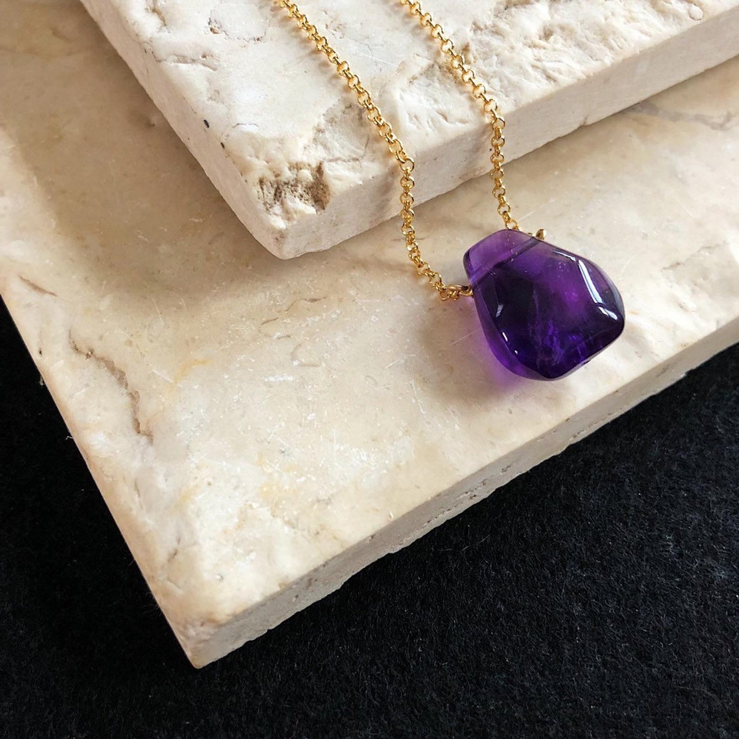 Deep Purple Amethyst Teardrop Necklace