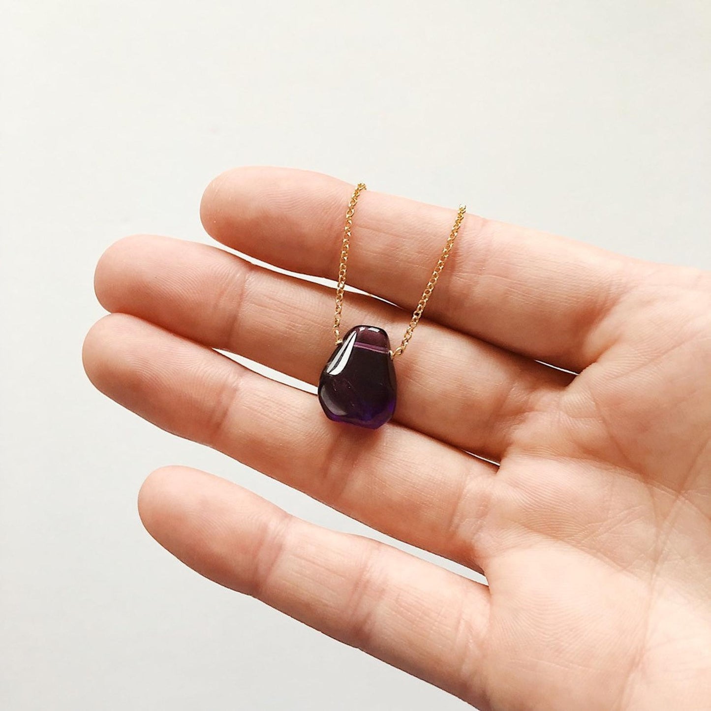 Deep Purple Amethyst Teardrop Necklace