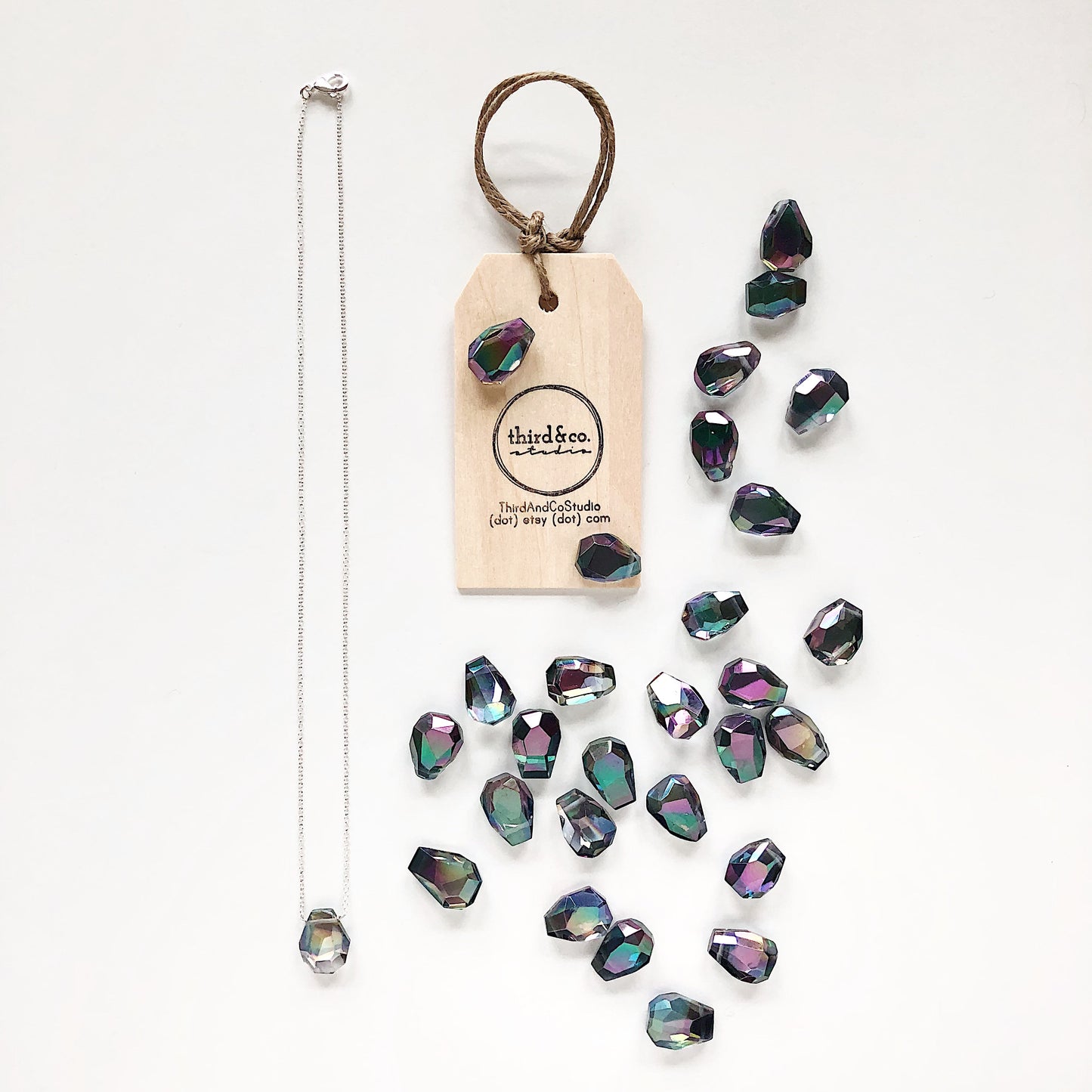 Purple Blue Faceted Electroplated Quartz Teardrop Necklace