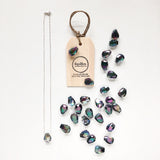 Purple Blue Faceted Electroplated Quartz Teardrop Necklace