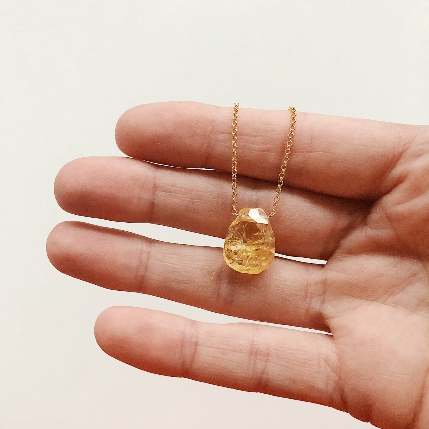 Orange Citrine Faceted Teardrop Necklace