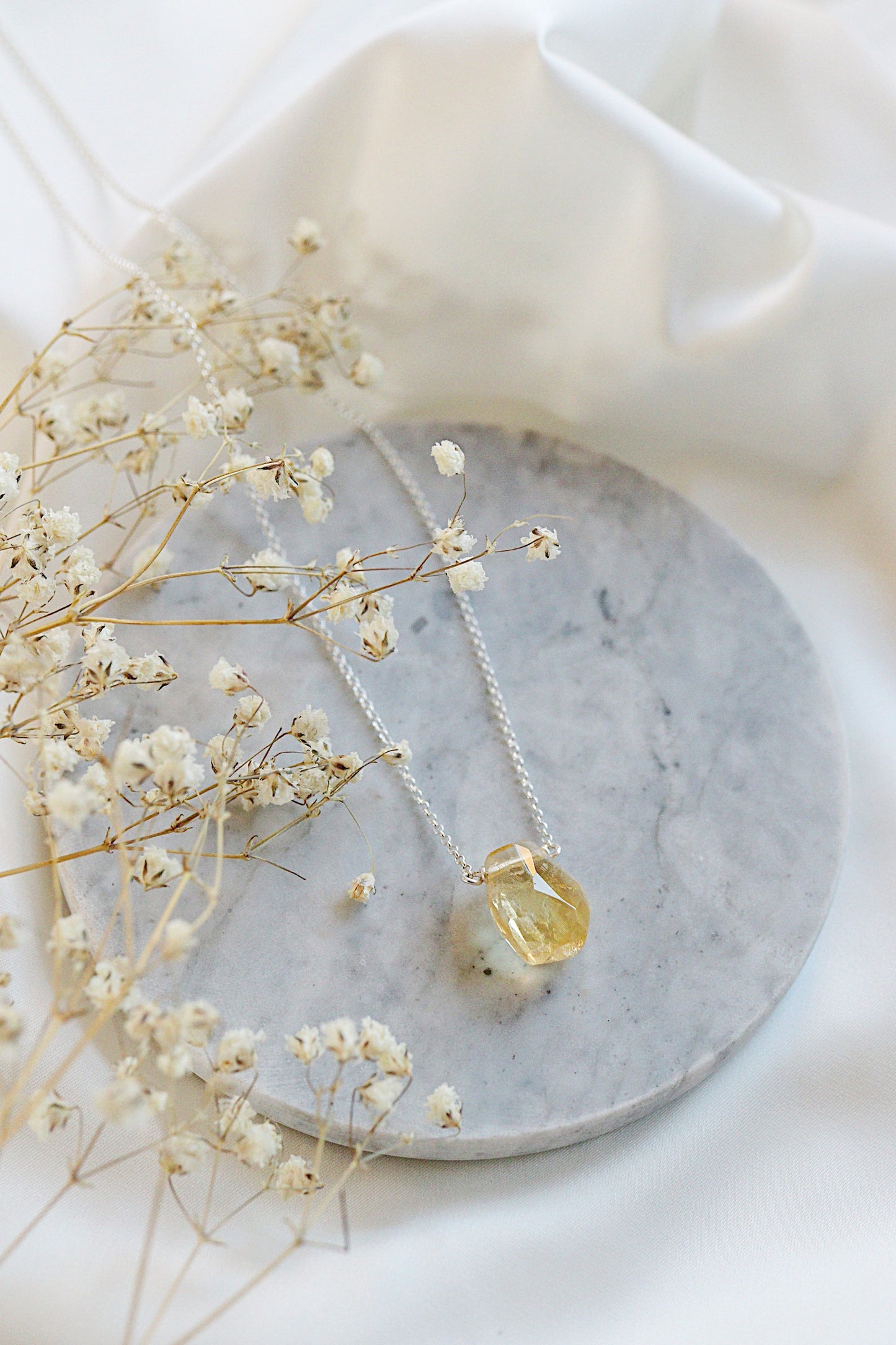 Orange Citrine Faceted Teardrop Necklace