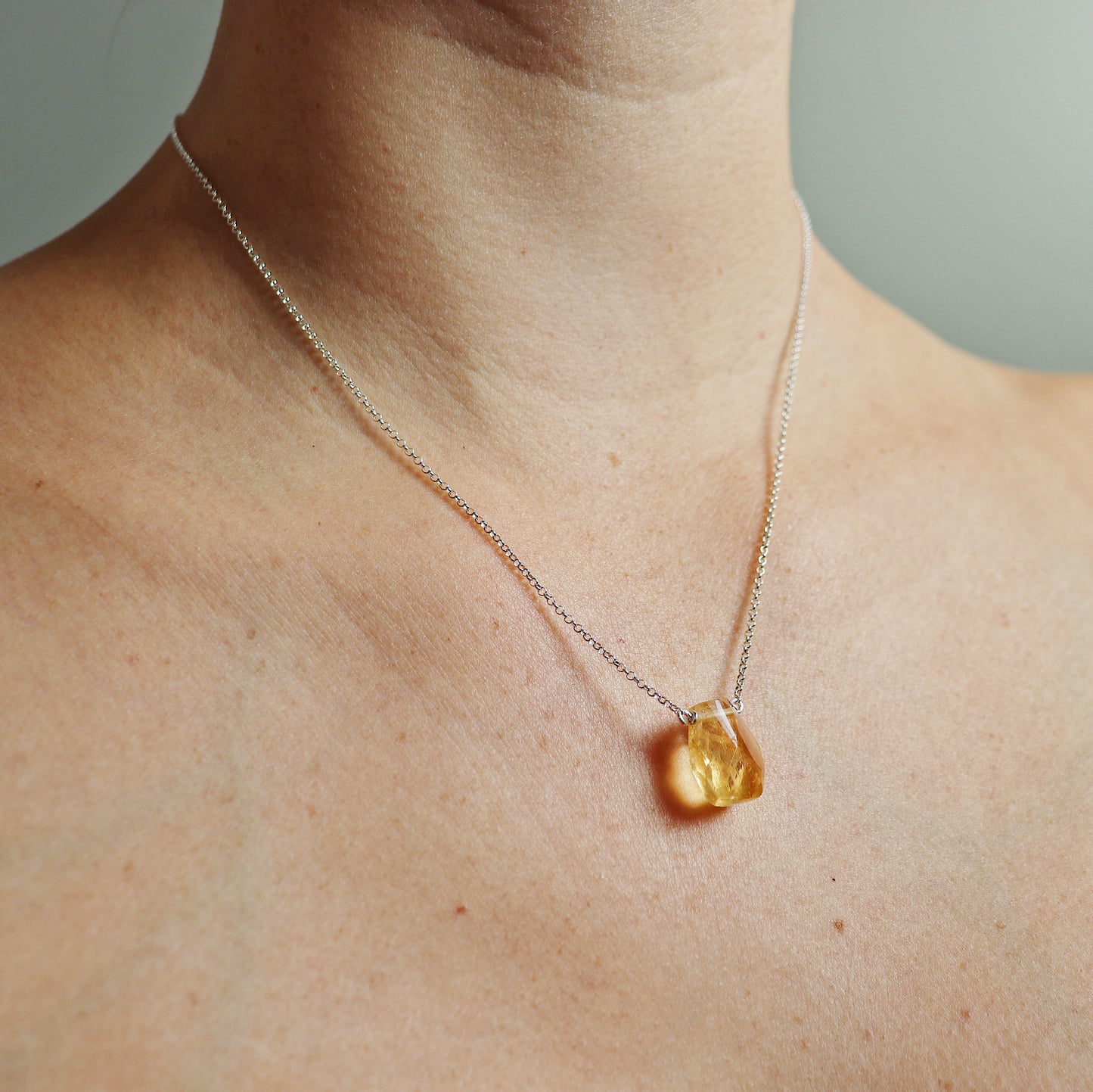 Orange Citrine Faceted Teardrop Necklace