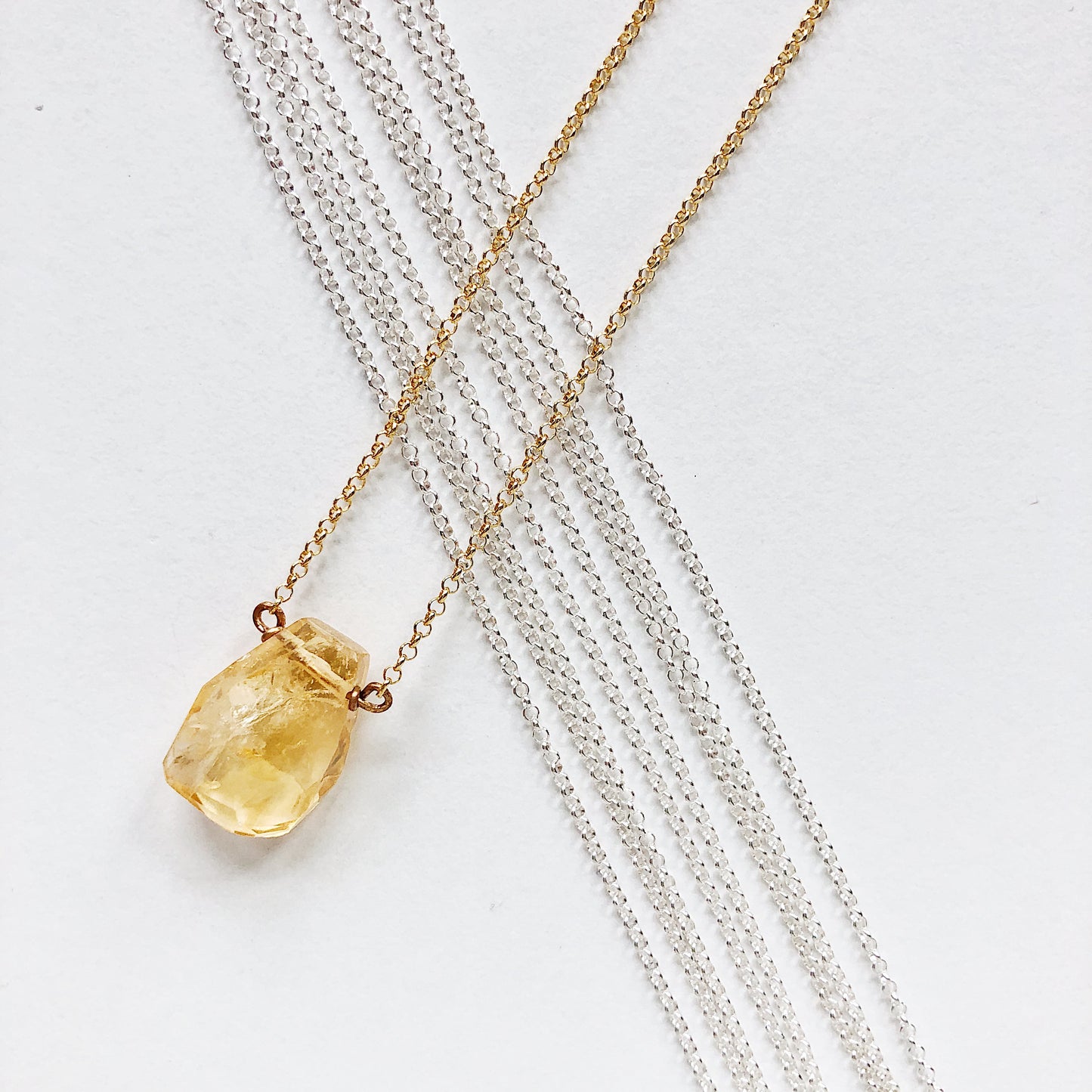 Orange Citrine Faceted Teardrop Necklace