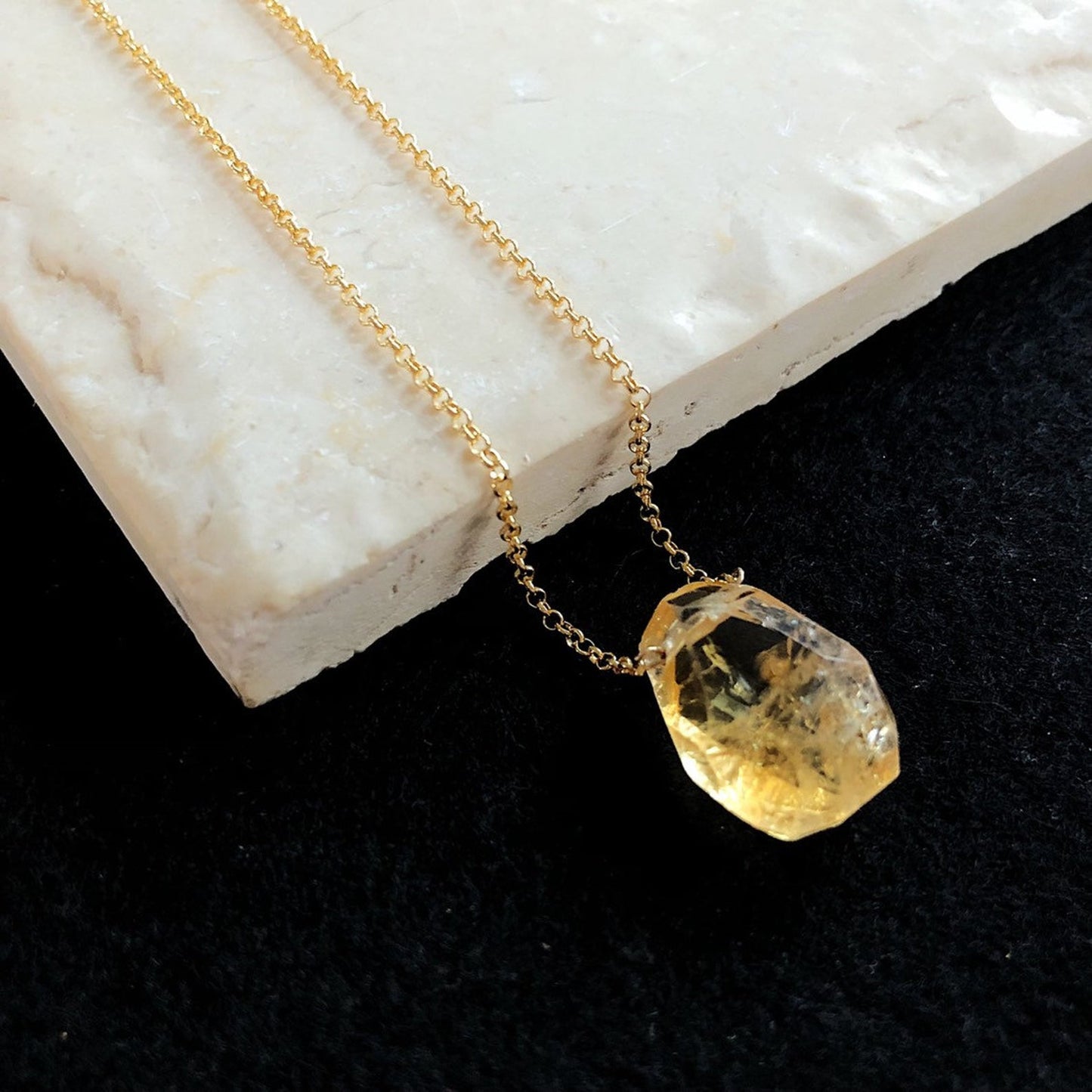 Orange Citrine Faceted Teardrop Necklace