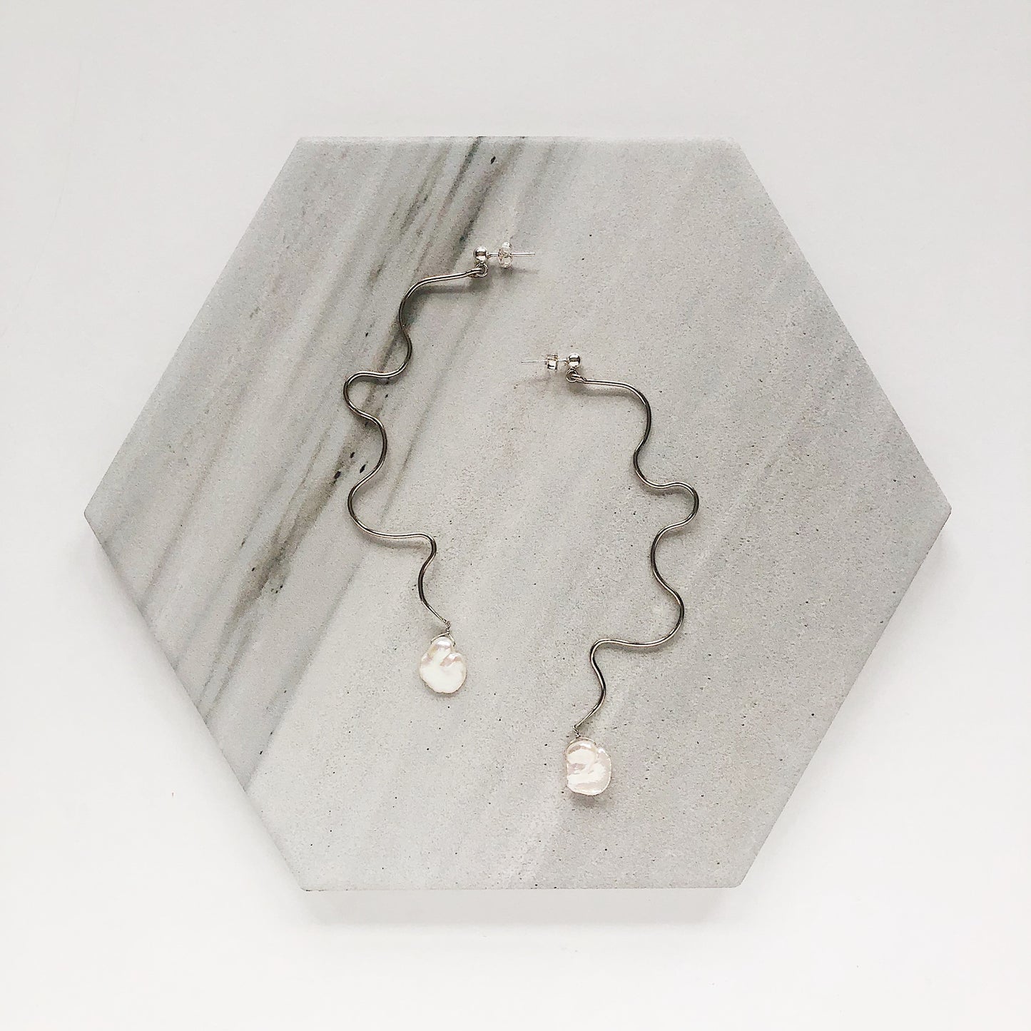 OOAK - White Fresh Water Keshi Pearl Statement Earrings