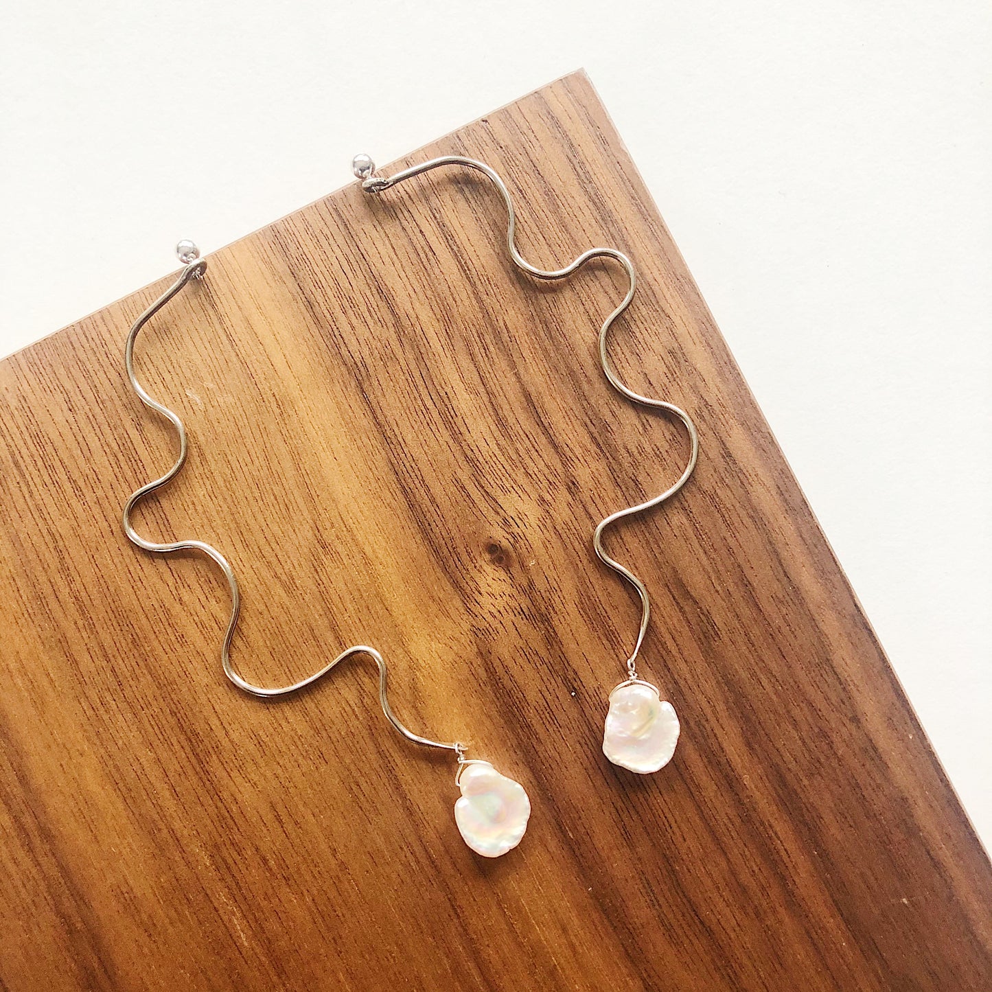 OOAK - White Fresh Water Keshi Pearl Statement Earrings