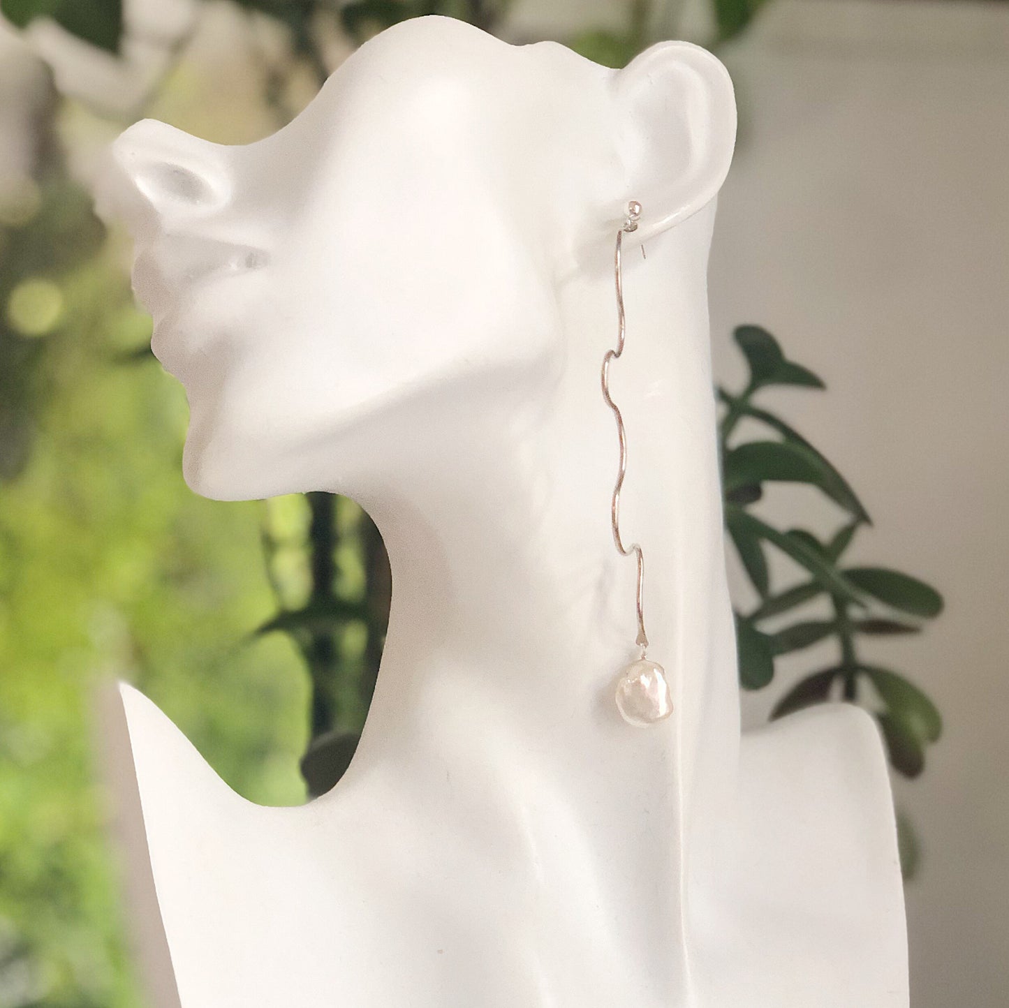 OOAK - White Fresh Water Keshi Pearl Statement Earrings
